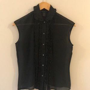 The Limited Silk Sleeveless Tuxedo Shirt